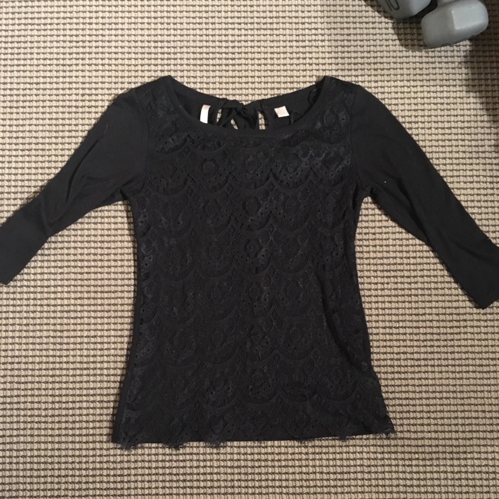 3/4 sleeve festive black shirt
